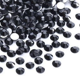 Meibite Black Flatback Rhinestones, Glass Rhinestones for Nail Art and Craft, Glue Fix, Loose Crystal Gemstones(Black, SS16, 1440pcs, 3.8-4.0mm)