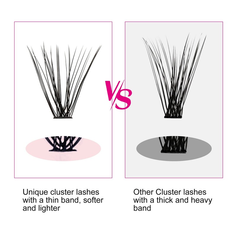 Fadlash Cluster Eyelashes, 40 Roots, 0.07mm, D-curl, 12mm, Medium Length,