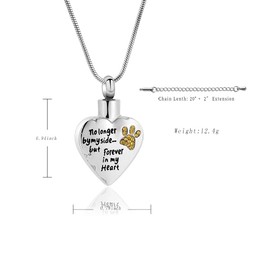 memorial jewelry Your Wings Were Ready But My Heart Was Not Stainless Steel Carved Locket Cremation Urn Necklace for Pet Dog Cat, Stainless Steel, No Gemstone
