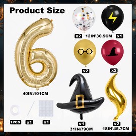 Zailo 40-inch Number Magic Wizard School Balloons, Magic Wizard Themed Party Decorations, Snitch Balloons Suitable for Magic Themed Birthdays Baby Shower Party Supplies (Number 9)