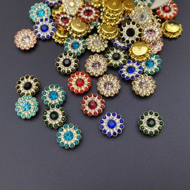 INSPIRELLE INSPIRELLE 14mm 120pcs Sunflower Crystal Glass Sew on Stainless Steel Setting Gold Claw Flower Rhinestone for Decoration Crafts Clothes Wedding Dresses