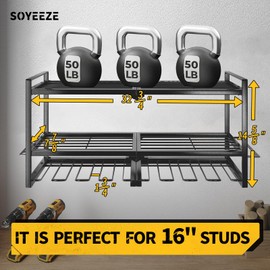 SOYEEZE Power Tool Organizer - 8 Drill & Screwdriver Wall Mount, 3 Layer Storage Rack with Hammer & Plier Holder