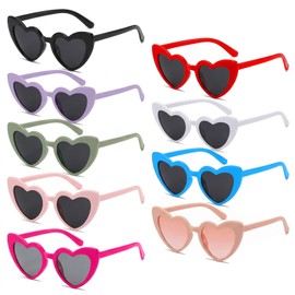 SIVZUMO 9 Paia di Occhiali a Cuore per Festa, Occhiali da Sole Colorati per Matrimonio, Addio al Nubilato e Compleanno, Gadget Divertenti per Adulti e Bambini, Accessori Hippie Vintage Multicolore