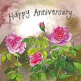 ALEX CLARK Happy Anniversary Pink Roses Foil Card - Flowers - Nature - Pink Roses - Greeting Card - Cards To Celebrate - Designed and Printed in the UK…