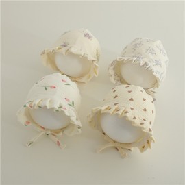 Korean Style Windproof Palace Gauze Hat for Baby Girls, Pure Cotton Princess Hat for Spring & Autumn (Recommended for 5-18 Months) 44-48cm / Rabbit Gauze Palace Hat - Mushroom Rabbit 3ea