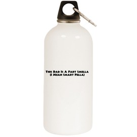 Los Drinkware Hermanos This Dad is A Fart Smella (I Mean Smart Fella) - White Water Bottle with Carabiner 20oz