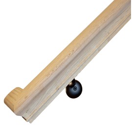 Solid Red Oak Handrail Kit with Wall Returns and Wall Mount Brackets (Matching Screws Included). 6010 Profile Unfinished. Indoor Use Only. (7 Ft, Black)
