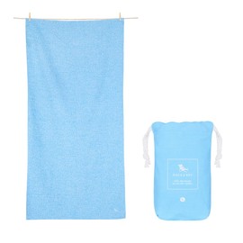 Dock & Bay Quick Drying Towel - for Sports & Gym - Compact, Lightweight - 100% Recycled - Includes Bag - Essential - Lagoon Blue - Large (160x90cm, 63x35)