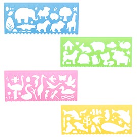 Template for Drawing,4 Pack Clear Ruler Animal-Shaped Stencils Drafting Tools Set Stencil Maker Rulers,Rulers for Kids,Measuring Templates Rulers for Office,School,Drawing