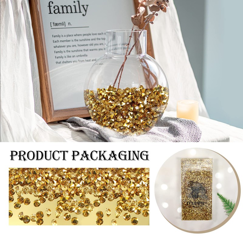 TOAOB 12000pcs Gold Tone Table Scatter Crystals Acrylic Diamonds Rhinestones