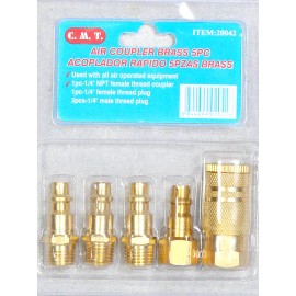 CMT 5PC SOLID BRASS QUICK COUPER SET CONNECTOR AIR HOSE FITTINGS DISCONNECT