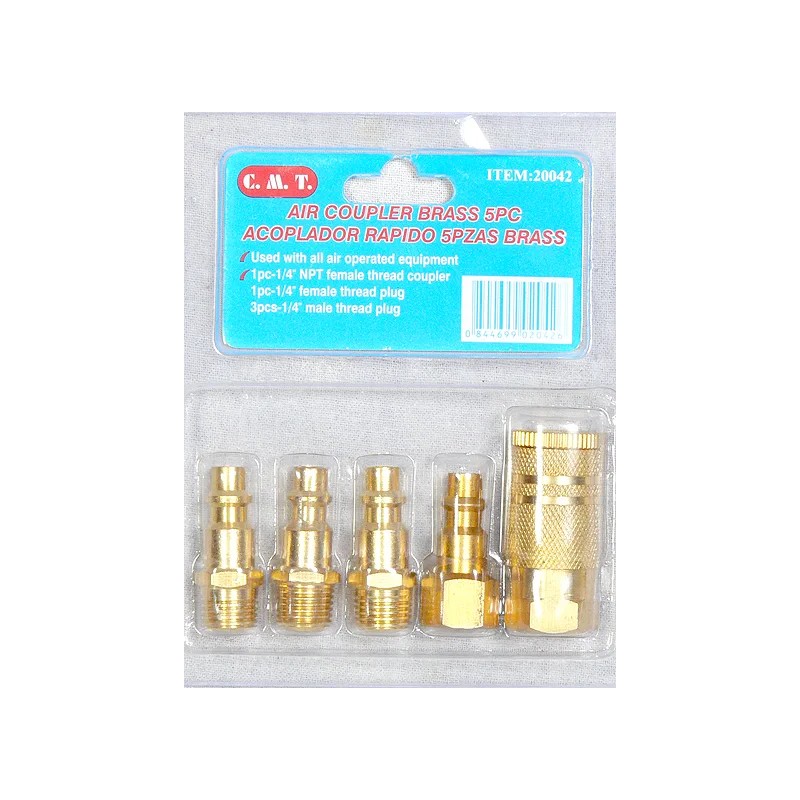 CMT 5PC SOLID BRASS QUICK COUPER SET CONNECTOR AIR HOSE