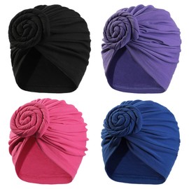 Stretch Turban Hats for Women - African Knot Headwraps Soft Pre Tied Bonnet Hair wrap Pretied for Black Women