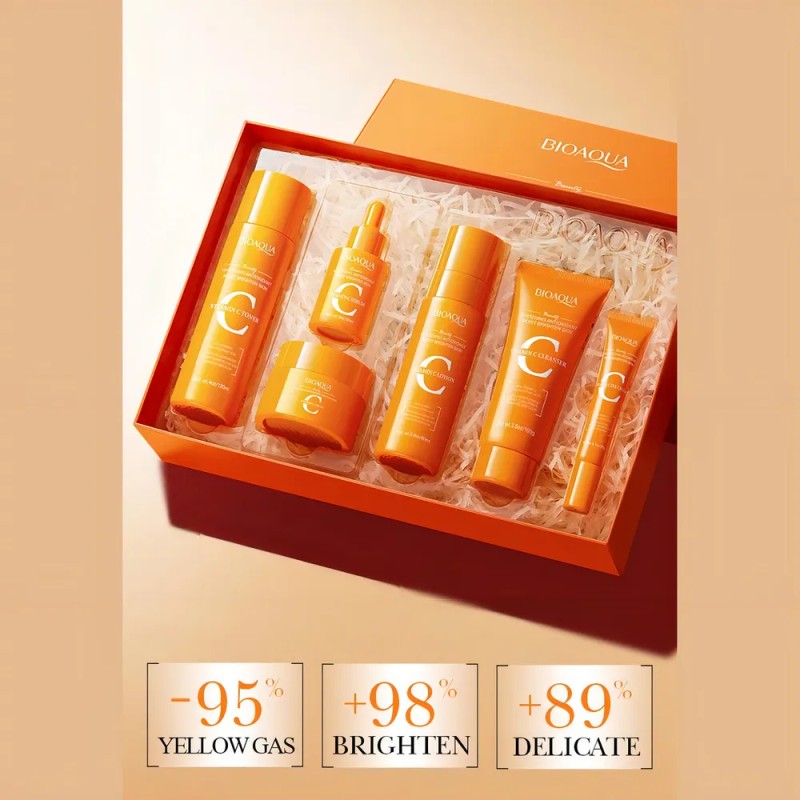 Kit Facial 6 Piezas Vitamina C Acido Con Hialuronico Bioaqua