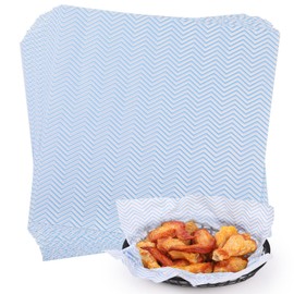 GeeRic Waxed Deli Paper Sheets 12 * 12 Inch, 100 Pcs Food Basket Liners for Sandwiches, Burgers, Wave Deli Wrap Wax Paper Sheets Blue
