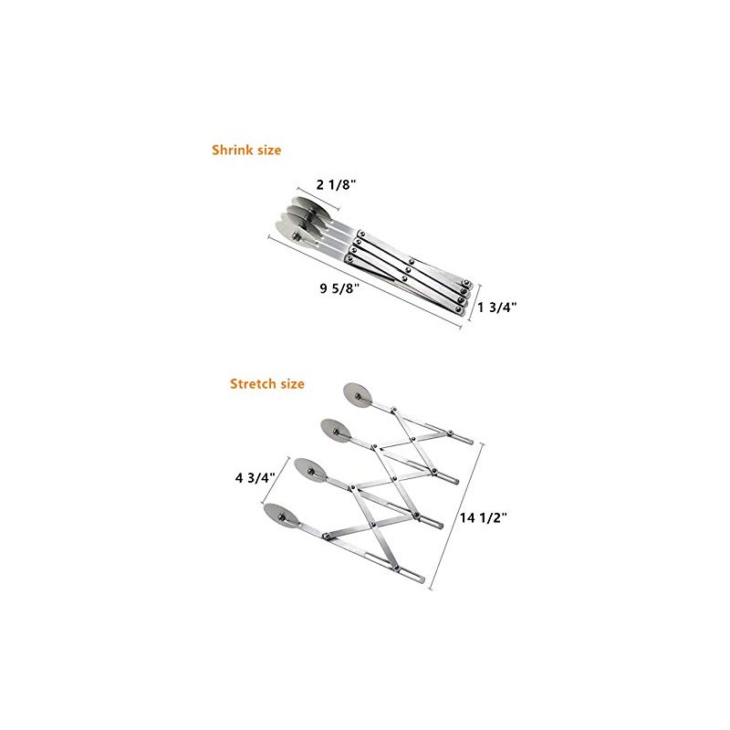 4 Wheel Stainless Steel Pastry Cutter,Expandable Pizza Slicer,Adjustable Cutter Roller
