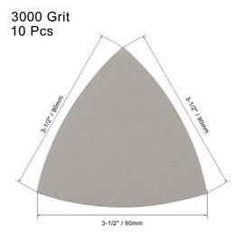 TOP-VIGOR 10Pcs 3000 Grit Triangular Sandpaper, 90mm Hook and Loop Sanding Pad Fit 3-1/2 Oscillating Multi-Tool, Electrostatic Sand Planting Sanding Paper Silicon Carbide for Wet and Dry Use