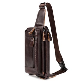 HUMERPAUL Bumbags Leather Fanny Pack for Men Women, Belt Bag Fashion Waist Packs Small Crossbody Bag with Adjustable Strap for Travel Sport Walk (Coffee)