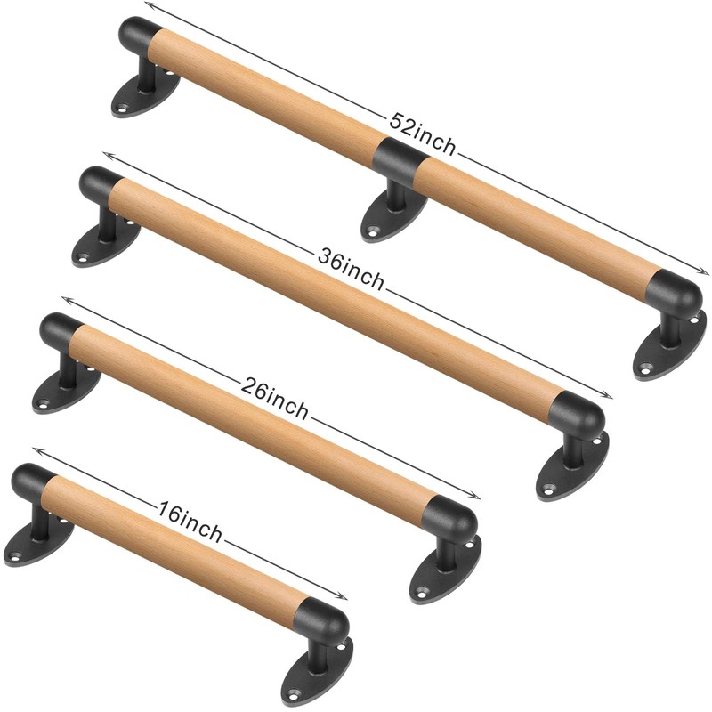 SELEWARE 52 Inch Wood Handrail Indoor Stairs Handrail Wall Mount