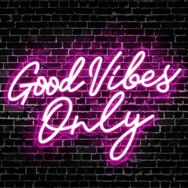 Good Vibes Only Neon Sign，Good Vibes Neon Signs for Wall Decor，Beautiful Pink Good Vibes Only Neon Light Sign for Girls Bedroom Decoration，Party，Birthday，Wedding，Salon Shopping Mall Home Wall Decor