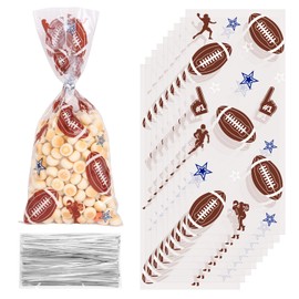 FOIMAS Football Cellophane Treat Bags,150pcs Football Candy Treat Bag Party Favor Goodie Bags for Football Party Favor Supply