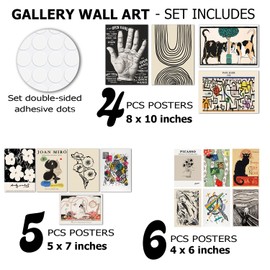 TRAMIN 15pcs Vintage Eclectic Wall Art, Eclectic Home Decor Aesthetic Colorful Art Prints, Maximalist Decor Gallery Wall Prints, Abstract Contemporary Art Funky Decor for Dorm Bedroom (Unframed)