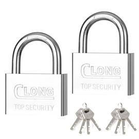 GLOWZEN 2 PCS Stainless Steel Padlock with Key,Waterproof and Rustproof (Silver Short Style)