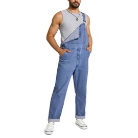 HISEA Men's Flex Denim Bib Overalls, Mens Relaxed fit Fashion Casual Jean Overall with Adjustable Straps and Pockets