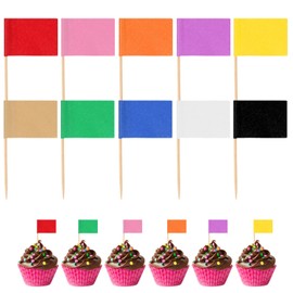 100pcs Colorful Blank Toothpick Flags, 10 Colors Rectangle Toothpicks Flag Solid Color Toothpick Flag Food Labels Toothpick Flags for Parties Buffet Cupcake Appetizers Decor