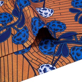 HollandaisWax 6659 - Tela africana de 6 yardas con estampado de Ankara, tela de poliéster dorada, para manualidades, costura hecha a mano
