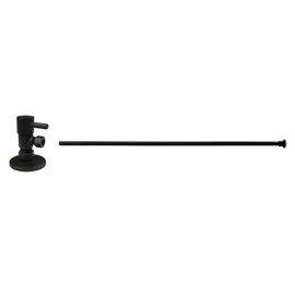 Westbrass D105QRT-12 5/8" x 3/8" OD x 20" Flat Head Toilet Supply Line Riser Kit with Round Handle 1/4-Turn Angle Stop, Oil Rubbed Bronze