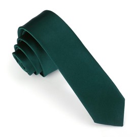 DR. ANISON Dark Green Skinny Tie Men Women 2" (5CM) Slim Necktie Solid Thin Ties Formal