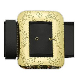 Halco #9988 Deluxe Holly Gold Cast Belt Buckle ONLY Santa Claus w Prong 6.5" x 5" Christmas Costume Accessory Berries