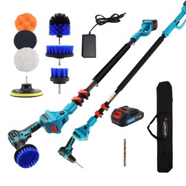 Jovant Cordless Telescoping Power Drill&Cleaning Tools with 1-Max 20V Battery and 2.4A Charger.2-in-1 Cordless Pole Drill and Cleaning Brush with 1 * 5MM Drill Bit and 7*Pcs Drill Brush