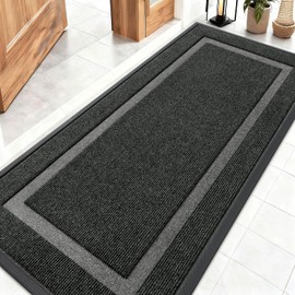 OLANLY Front Door Mat Indoor Outdoor Entrance, Waterproof All-Season, All-Weather Doormat, Sturdy Natural Rubber, Fade Resistant, Low Profile, Easy Clean Patio Porch Entryway Mat, 59x23, Black