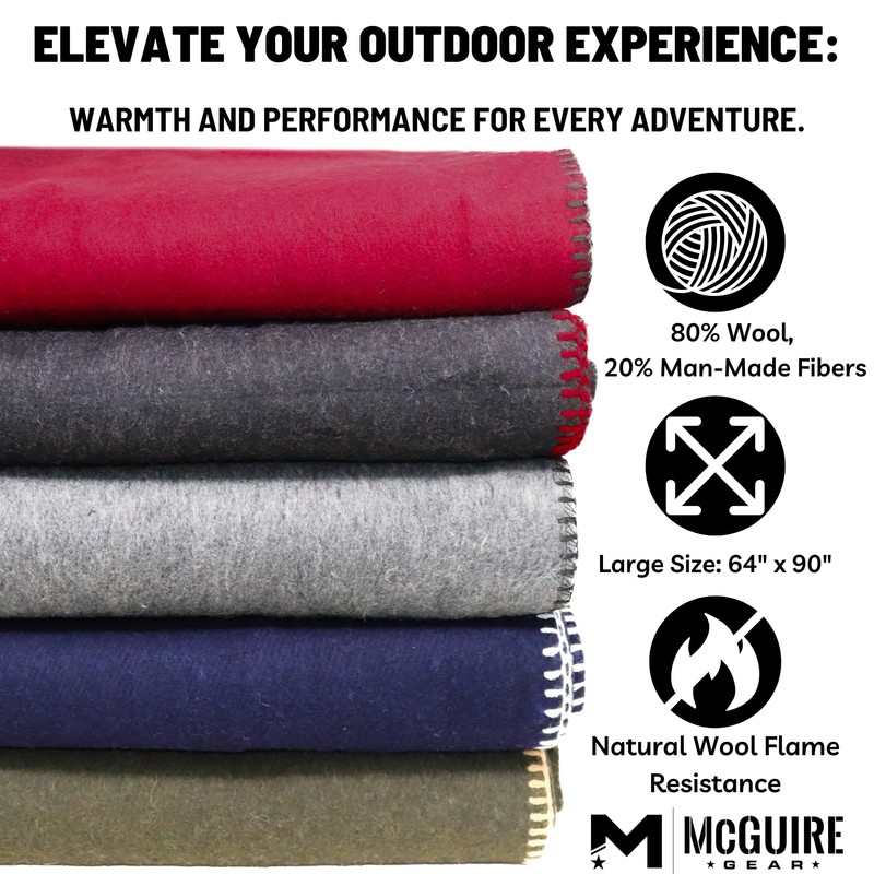 M MCGUIRE GEAR Heavy Duty Wool Military Camping, Survival, and
