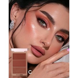 Erinde Paleta de Colorete de 3 Tonos Mate y Creamy, Alta Pigmentación y Larga Duración, En Polvo para Maquillar Las Mejillas, Fácil de Difuminar, Rega