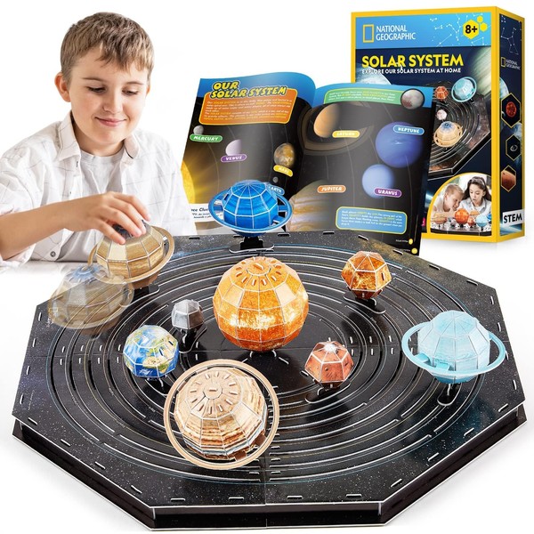 CubicFun Toys for Kids 8-12, 3D Puzzles for Kids National Geographic Movable Solar System for Kids STEM Toys Solar System Project Kit, Arts Crafts for Kids Toys Gifts for Kids Ages 8-13 Boys Girls