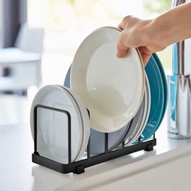 2 Tellerhalter, Topfdeckelhalter Vertikales Tellerständer Abtropfgestell Geschirr Deckelhalter Abtropfständer Tablett Schneidebrett Backgeschirr Halter Schwarz Schrank-Geschirrregal Küchen Organizer