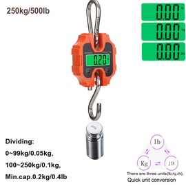 Mougerk Digital Hanging Scales Portable Heavy Duty Crane Scale 250 kg 500 lb 2 AAA Batteries(Not Included)