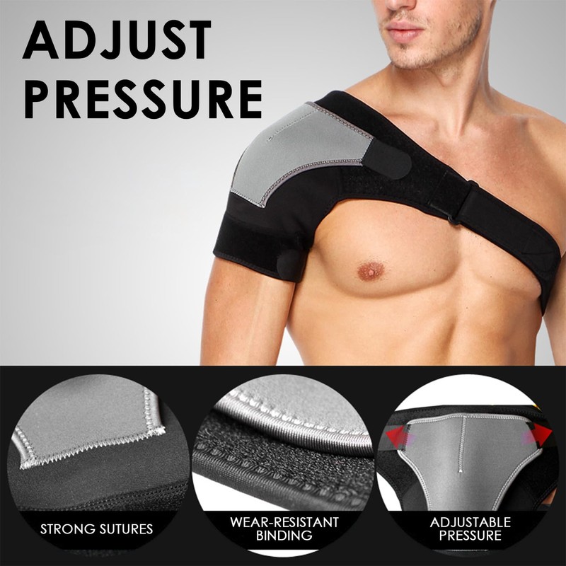 JTMKYO 1 Piece Grey Shoulder Pad, Adjustable Shoulder Support, Rotator
