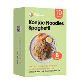 Hethstia Shirataki Noodle, Konjac Noodles Pasta Spaghetti, Gluten-Free, Vegan, Keto Friendly, Low-Calorie, Low-Carb, Sugar-Free, 56.5 Oz (10 Packs), Low GI, Healthy Diet, Ready to Eat