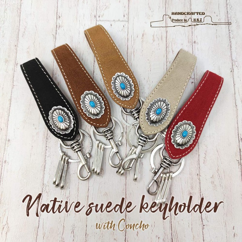 H.N.Z Key Chain nskh-005 Suede Concho Turquoise Native American Keychain,