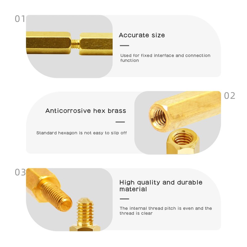 Geekworm PCB M2.5 Brass Standoffs Spacers Screws Pack for Raspberry