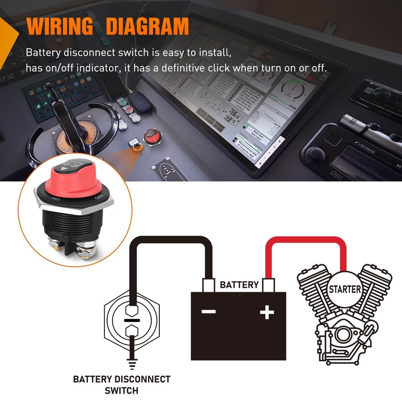 Nilight Battery Disconnect Switch 200A Master Disconnect Isolator 12V-48V On