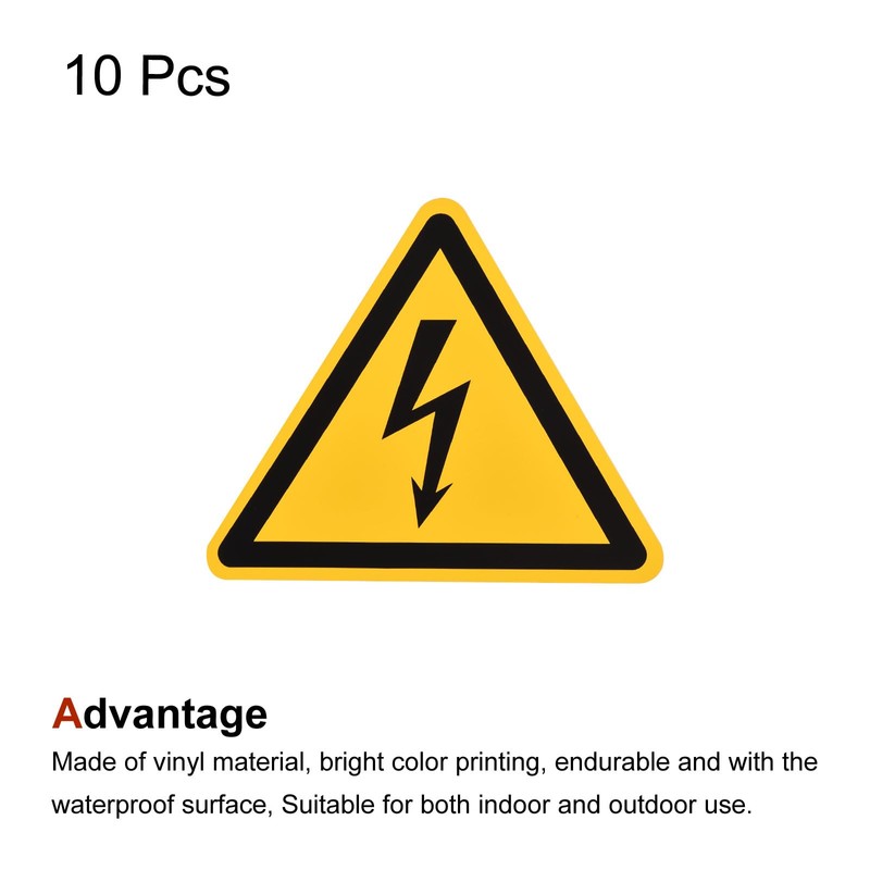 PATIKIL Triangle Electrical Shock Risk Warning Sign Self Adhesive Yellow