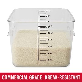 Rubbermaid Commercial Products Rubbermaid Commercial Products, Space Saving Square Food Storage Container, 12 Quart, Clear, for Kitchen/Sous Vide/Meal Prep