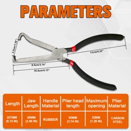 FITHOIST 37960 Electrical Disconnect Pliers,8in Automotive Electrical Connector Pliers for Push Tab Style Plugs,Straight Head Black