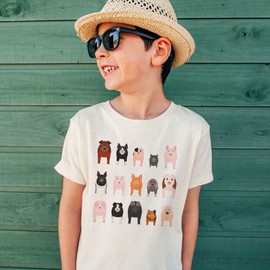 Pigs In A Row Kids Shirt - Cute Pig Species Farm Barn Animals Outfit - Cute Girls & Boys Natural Toddler Youth Graphic Tee