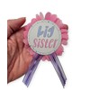 Big Sister Badge Pin Baby Shower Pink Chiffon flower &